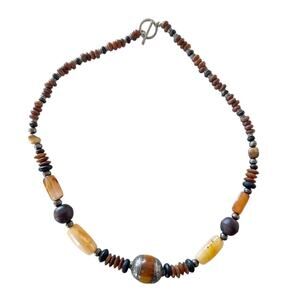 Artisan Made Amber And Citrine Tone Beads Single Strand